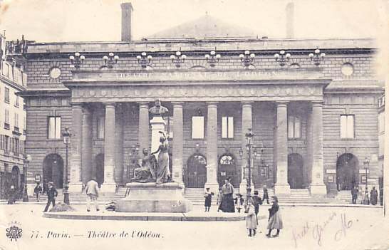 "Paris, Théâtre de l'Odéon", inscription: "Théâtre National de l'Odéon"